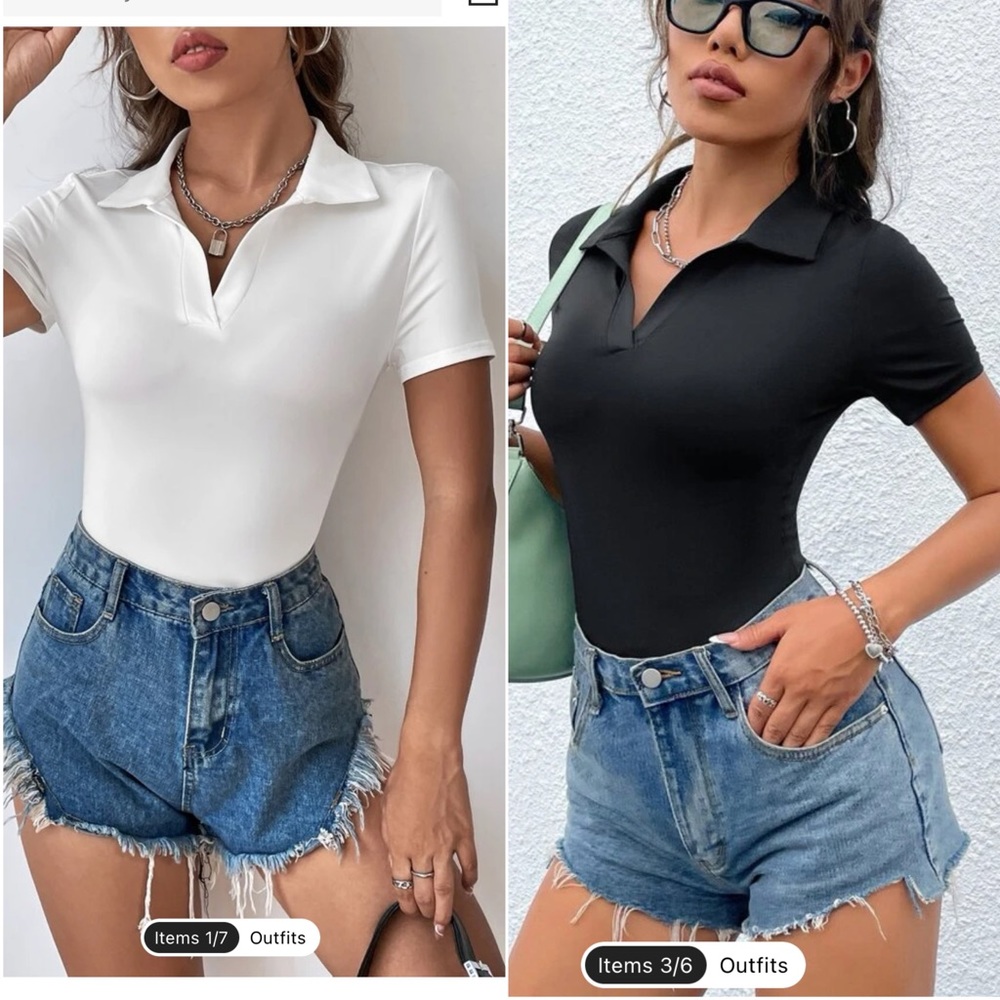 NWT 2 pack Collared Tee bodysuits - Black and White